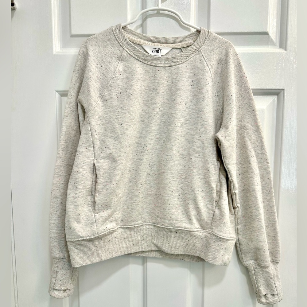 Athleta Girl Light Heather Gray Pullover Sweatshirt